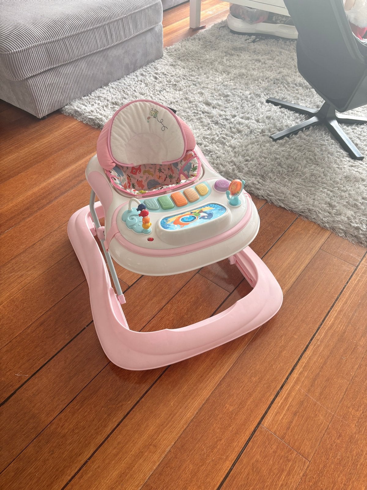 Roze baby loopstoel met speelpaneel, Ophalen, Gebruikt, Overige typen, Met licht