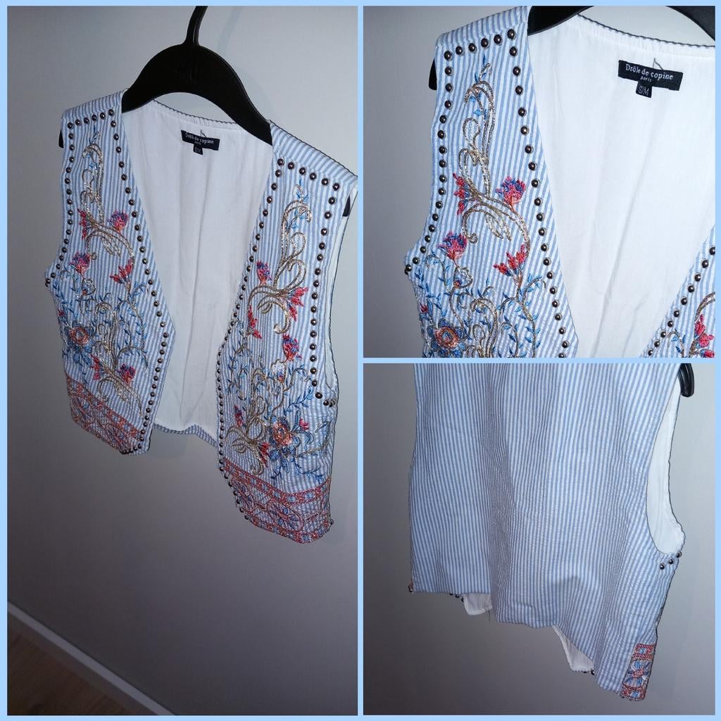 Drôle de Copine gilet maat S/M licht blauw/wit, Blauw, Nieuw, Ophalen of Verzenden, Maat 36 (S)