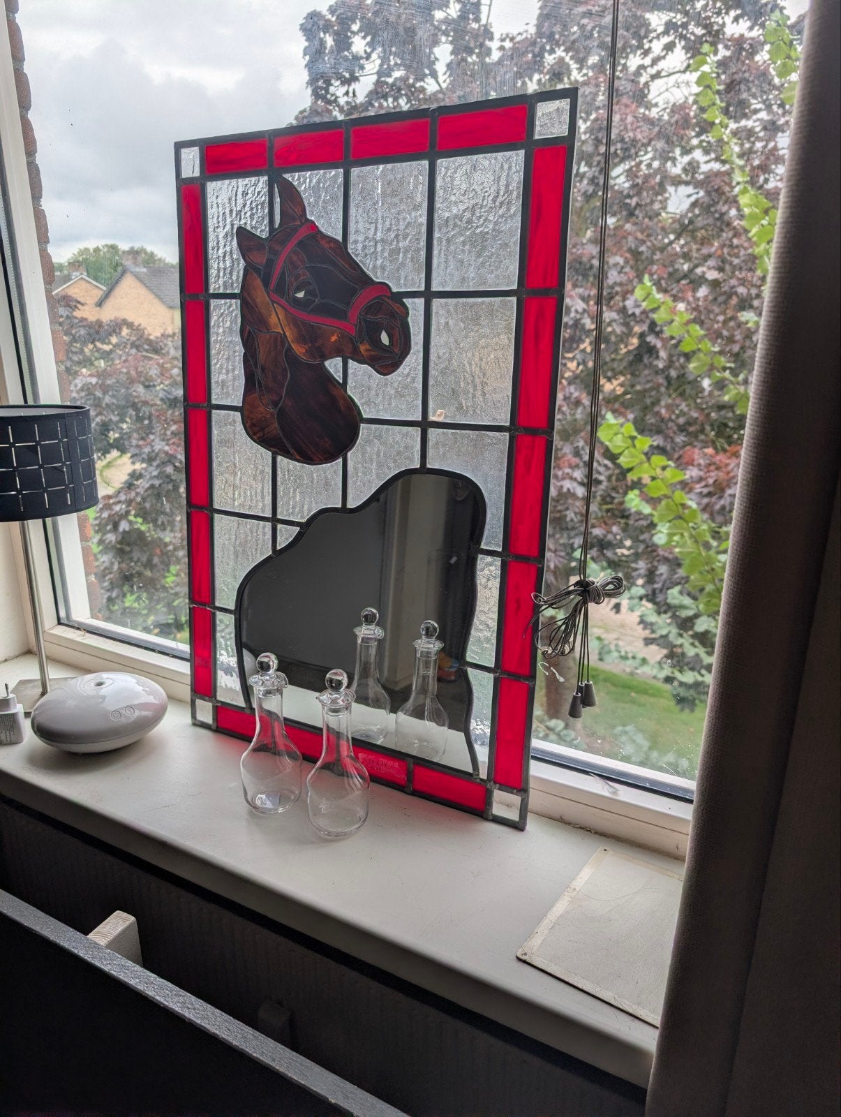 Glas-in-lood decoratieraam met spiegel, Ophalen of Verzenden
