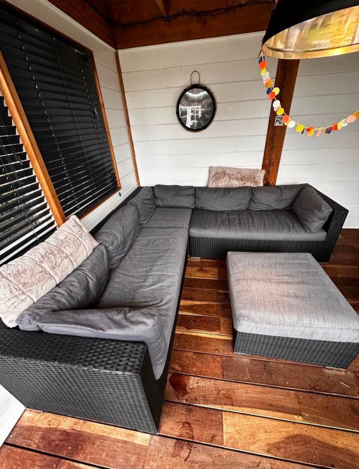 Comfortabele loungeset met kussens, Ophalen, Gebruikt, Kunststof