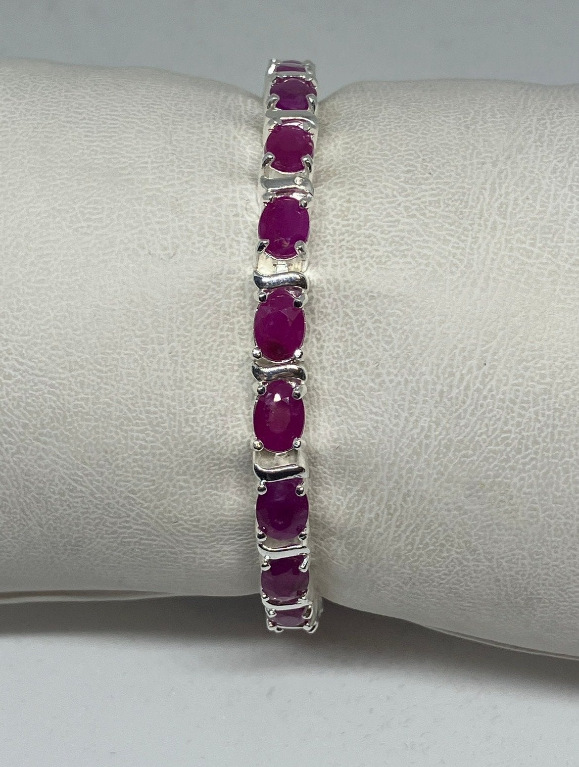 Zilveren armband met echte robijn (925 zilver), Info@zilver.com, Zilver en edeltsenen, Nieuw, Ophalen of Verzenden