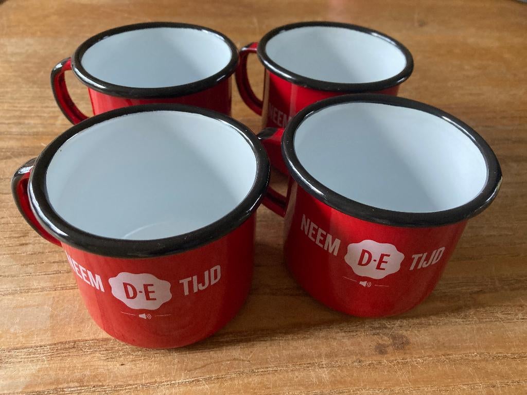 Douwe Egberts emaille mok beker - Neem D.E. Tijd - nieuw, Antiek en Kunst, Ophalen of Verzenden