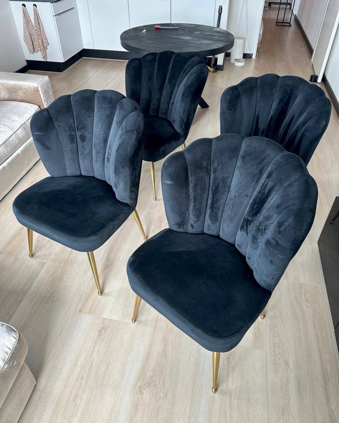 Schelpstoelen Eetkamerstoelen Bazaar Online, Huis en Inrichting, Stoelen, Gebruikt, Zwart, Ophalen of Verzenden, Vier