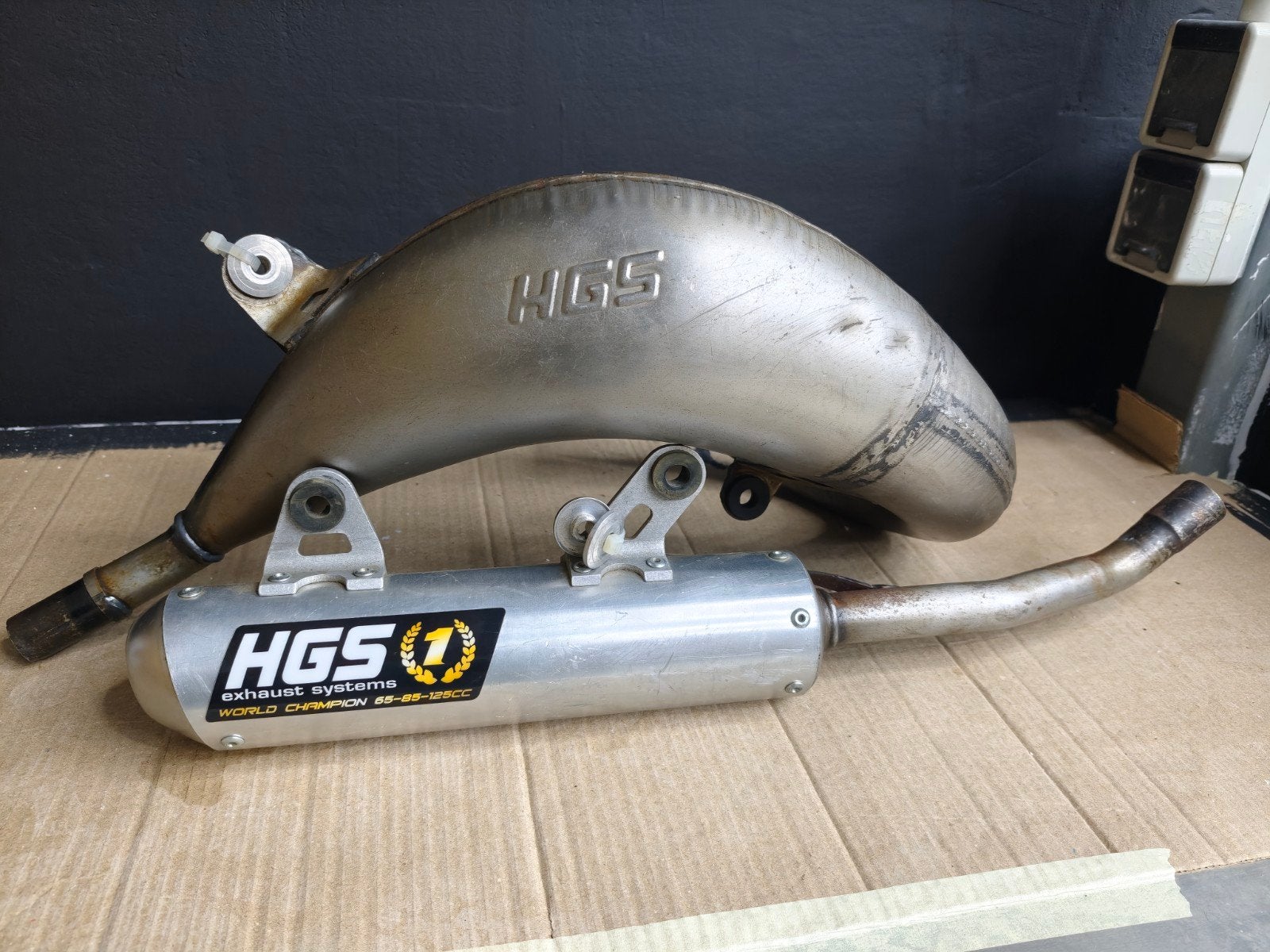 HGS uitlaat + demper voor SX125 TC125 MC125 - Z.g.a.n., Ophalen of Verzenden, Gebruikt