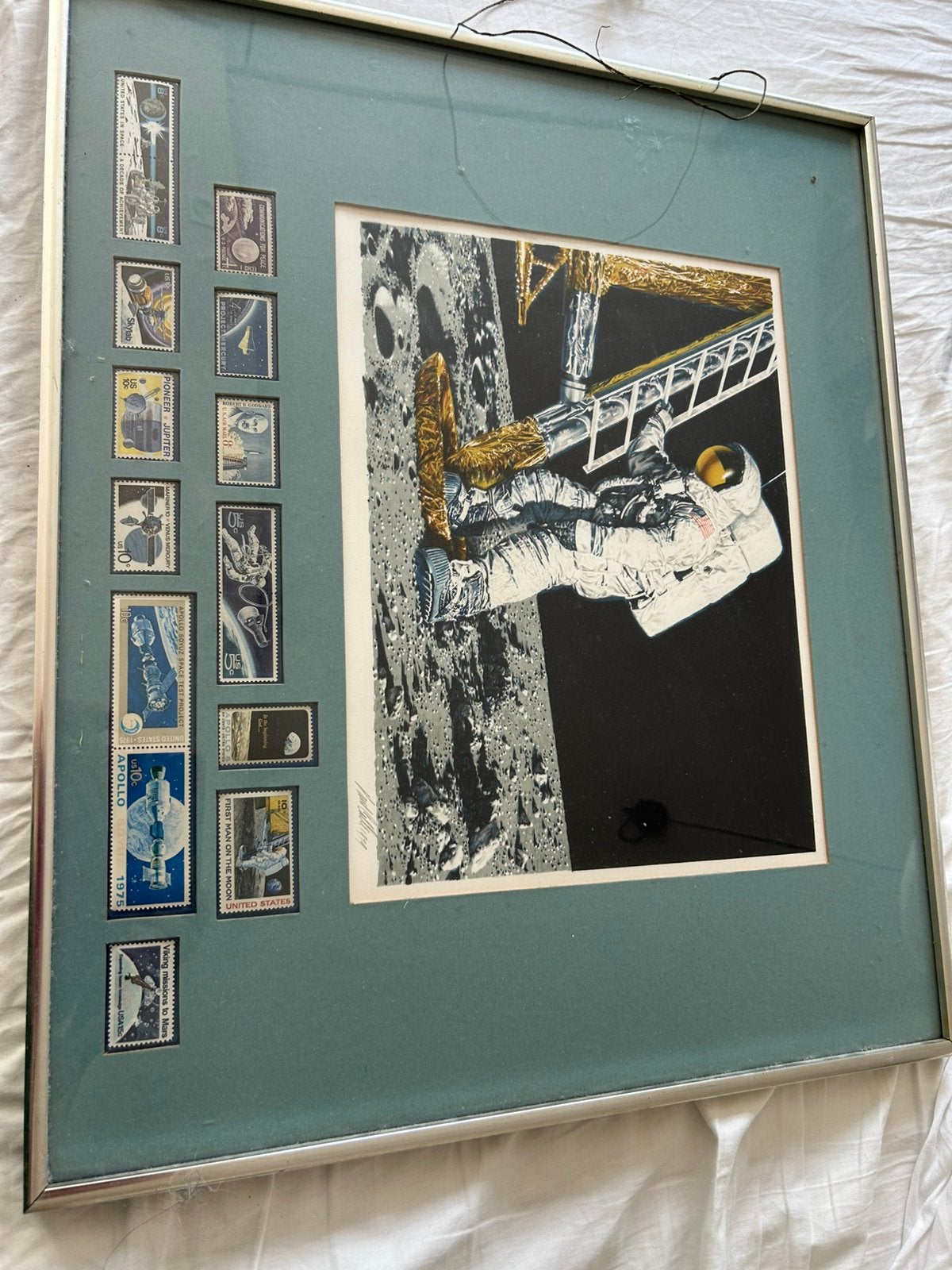 Paul calle men on the moon plus postzegels, Gesigneerd, Ophalen of Verzenden, Lithografie