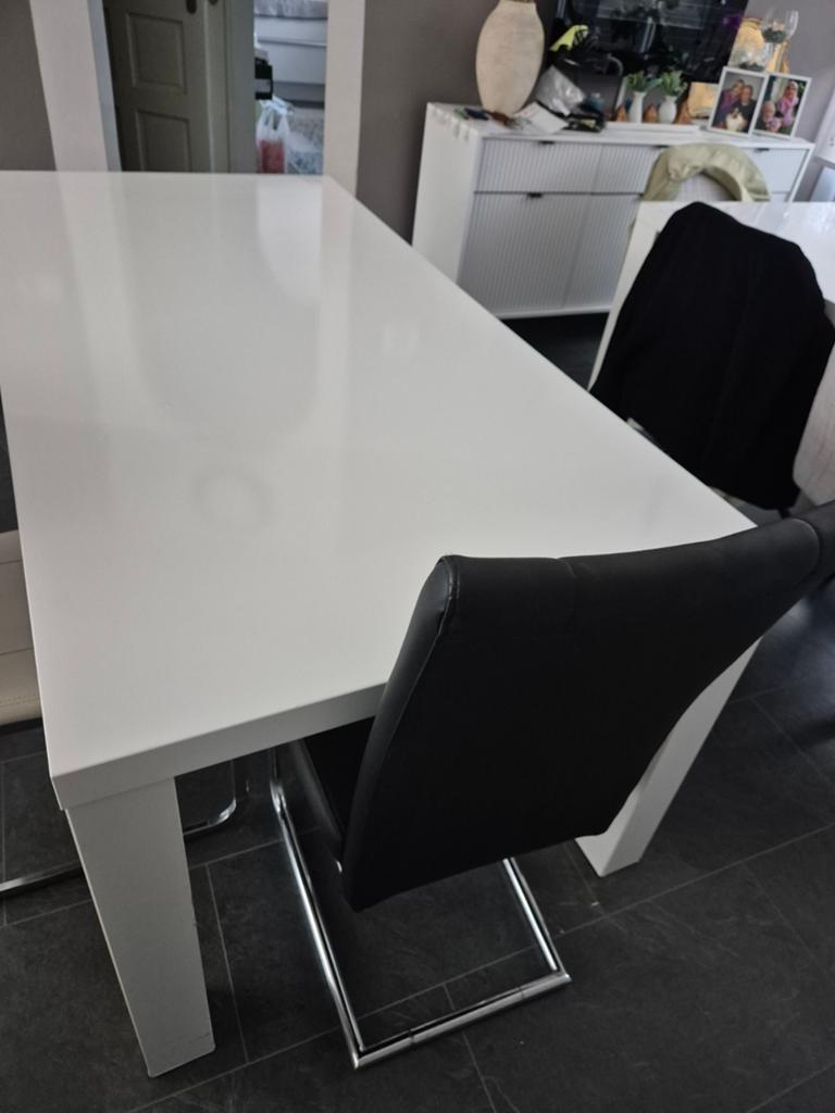 Hoogglans wit eettafel 90 cm breed 180 cm lang, Huis en Inrichting, Tafels | Eettafels, Ophalen of Verzenden, Rechthoekig, 150 tot 200 cm