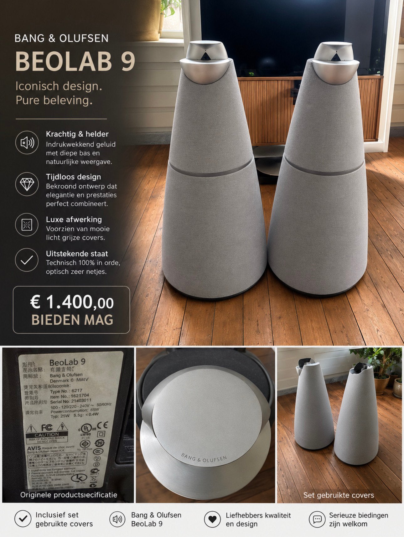 Bang & Olufsen BeoLab 9 – High-End Actieve Luidsprekers, Ophalen, Overige merken