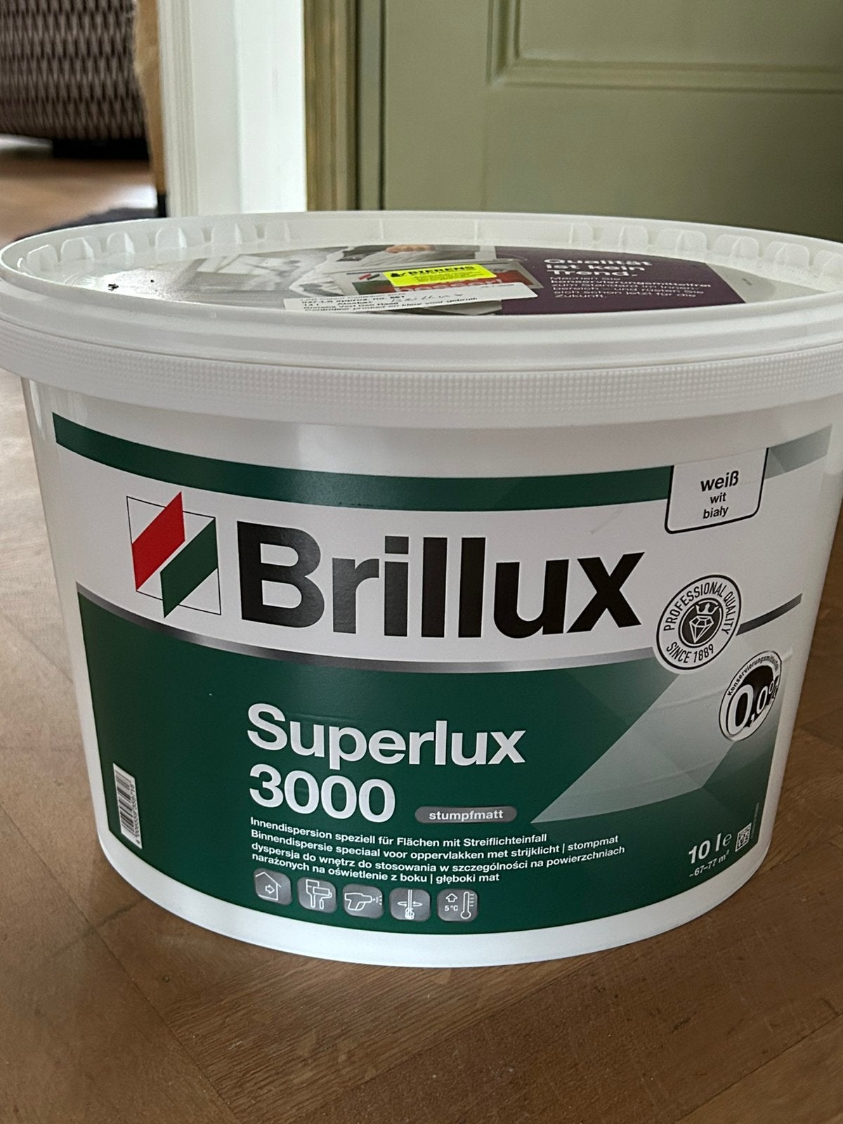 10L Brillux superlux 3000 stompmat gemixt met LAB no 561, Ophalen, Overige kleuren, Nieuw, Verf