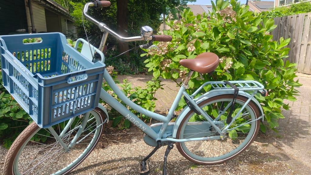 Nogan kinderfiets met krat - Lichtblauw, Terugtraprem, Versnellingen, Zo goed als nieuw, Minder dan 47 cm