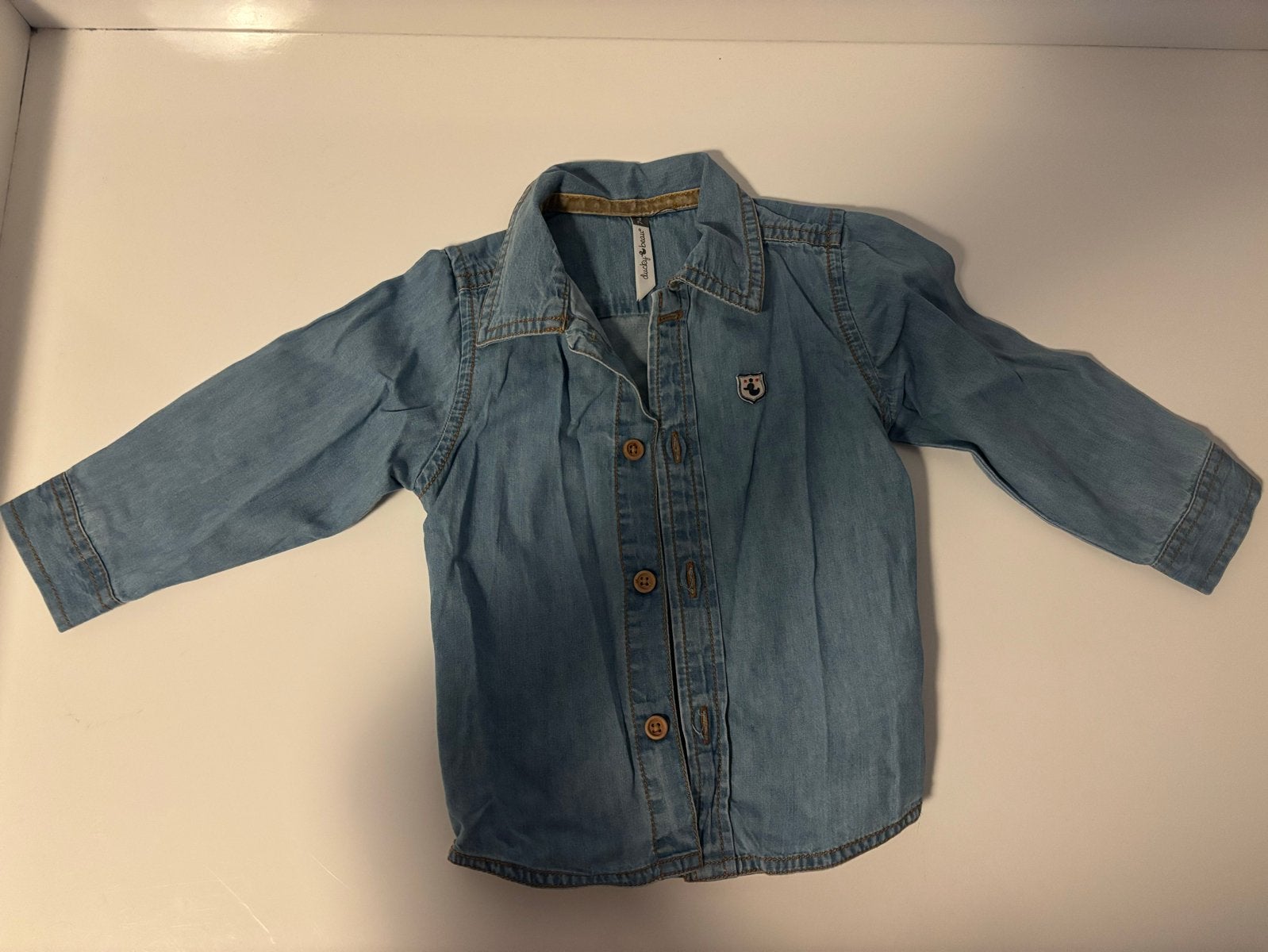 Ducky Beau spijkerblouse maat 74, Ophalen of Verzenden, Zo goed als nieuw, Jongetje of Meisje, Overhemdje of Bloesje