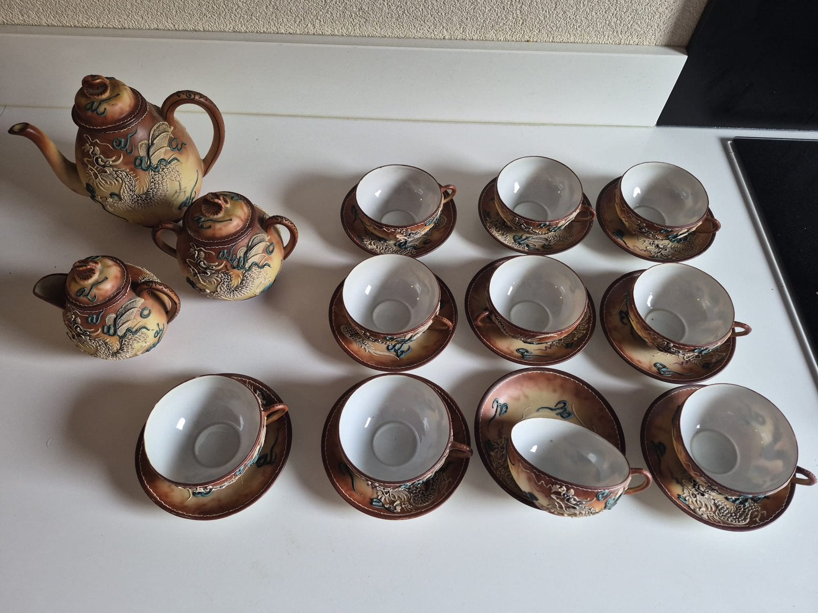 Vintage Japanse Satsuma-porseleinen theeset compleet, Ophalen