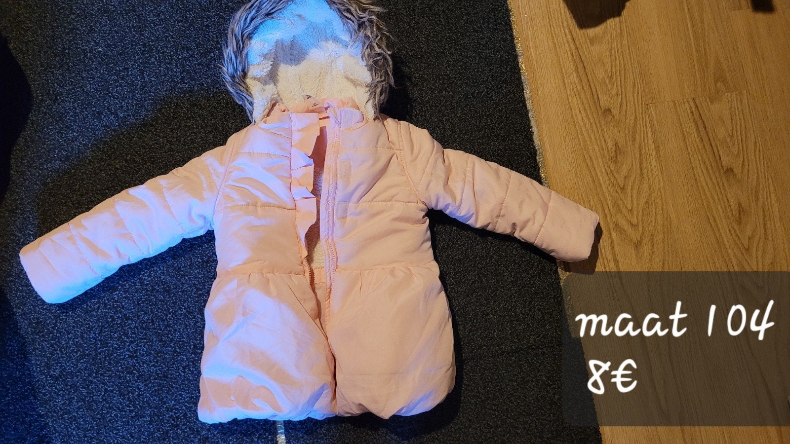 Roze winterjasje maat 104, Meisje, Ophalen of Verzenden, Zo goed als nieuw, Onbekend