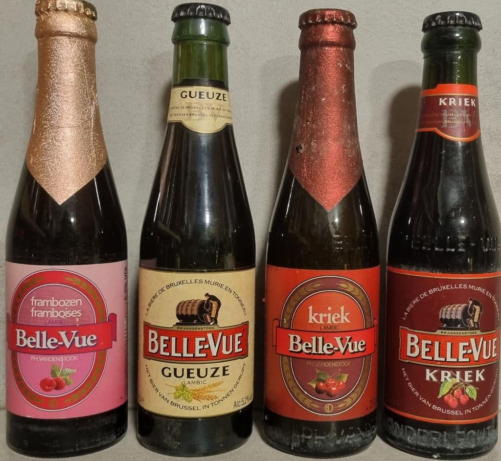 Belle-Vue: Framboos '90, Gueuze '93-'94, Kriek '91 & '93, Ophalen of Verzenden, Zo goed als nieuw, Glas of Glazen, Overige merken