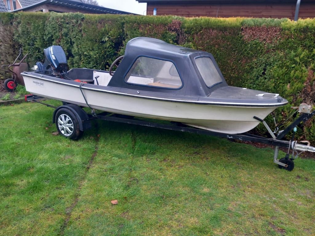 Placom boot 4.40 m  x 1.80 m  met 9.9 pk motor en trailer, Watersport en Boten, Ophalen, Gebruikt, Minder dan 10 pk, Tot 6 meter
