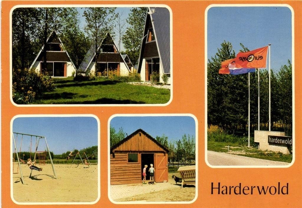 Bungalowpark Harderwold, Zeewolde - 4 afb - 1982 gelopen, Verzamelen, Ansichtkaarten | Nederland, Ophalen of Verzenden, 1980 tot heden