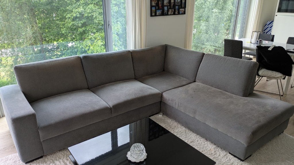 SÖRVALLEN Hoekbank, 3-zits, middengrijs, Ophalen, 250 tot 300 cm, Gebruikt, Minder dan 75 cm