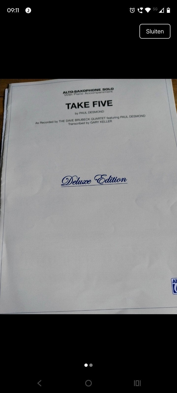 Take Five - Alto Saxofoon Solo met Piano Begeleiding, Gebruikt, Piano, Ophalen of Verzenden, Artiest of Componist