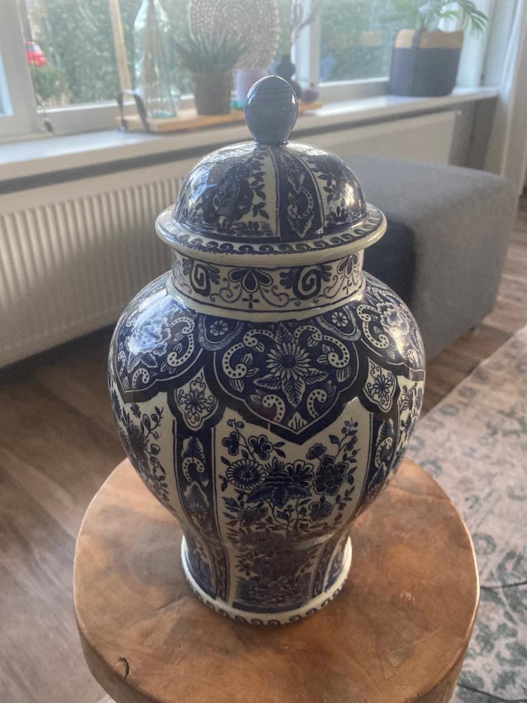 Delftse Boch vaas met deksel, Ophalen of Verzenden