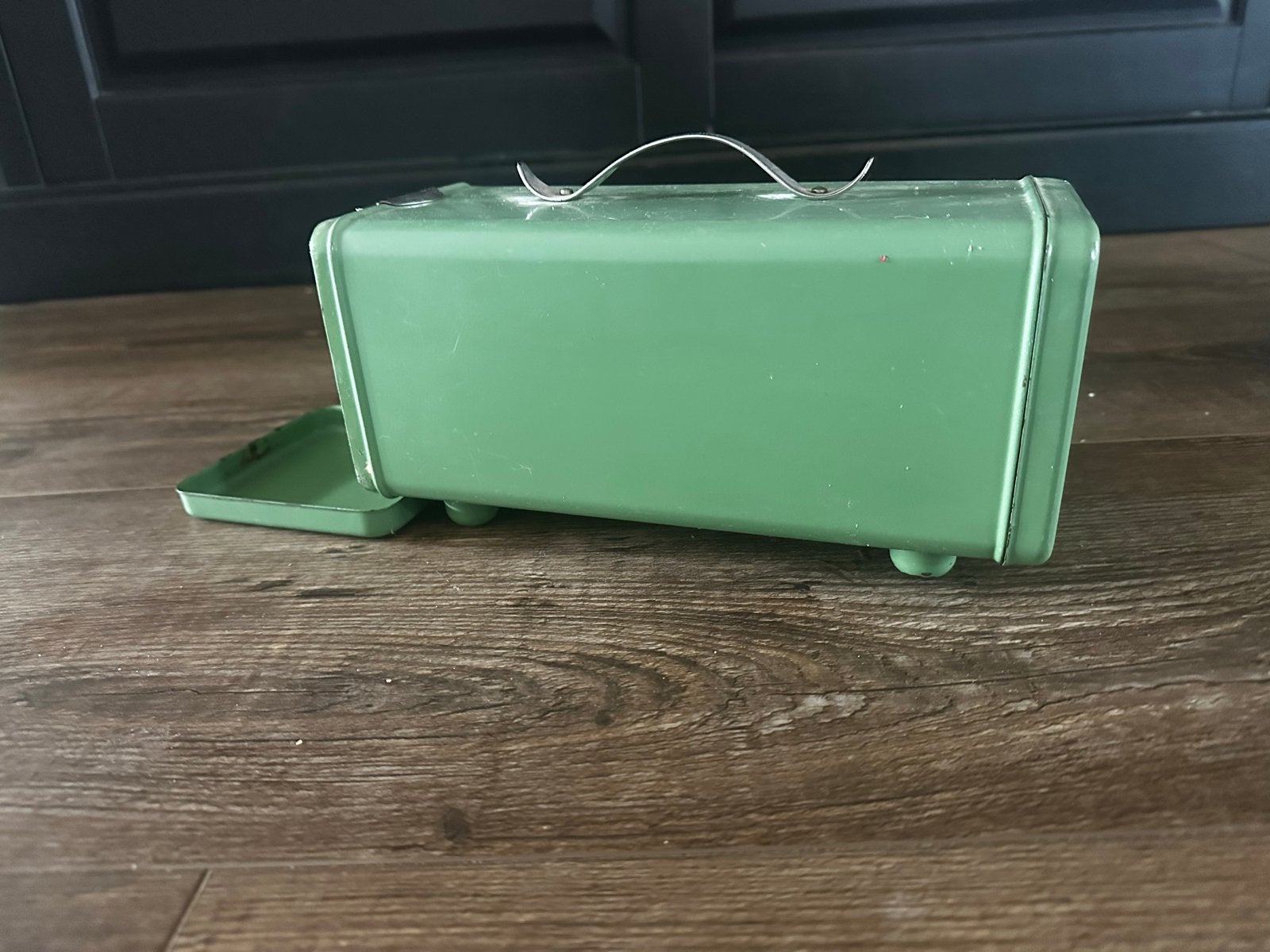 Vintage Groene Emaille Koektrommel, Ophalen of Verzenden