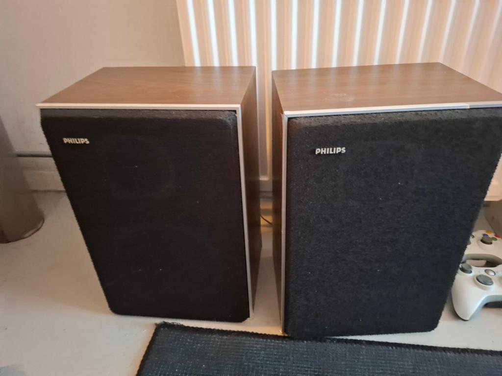 Philips speakers vintage, Ophalen, Minder dan 60 watt, Front, Rear of Stereo speakers, Philips