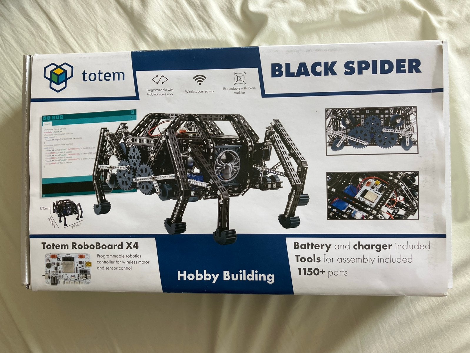 Totem Black Spider X4 Robot Bouwpakket - Programmeerbaar, Zwart, Overige thema's, Nieuw, Educatief