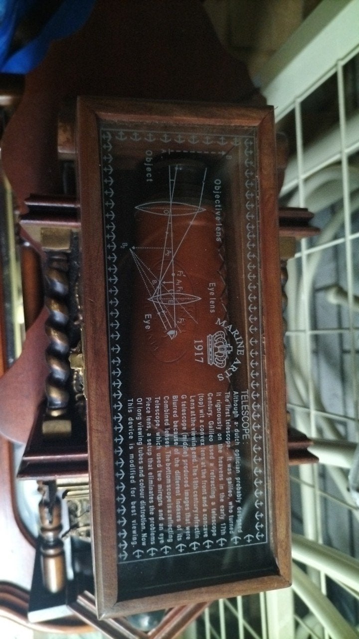 Antieke Marine Art 1917 Telescoop met Leren Omhulsel en Hout, Audio, Tv en Foto, Ophalen of Verzenden, Gebruikt, Minder dan 80 mm