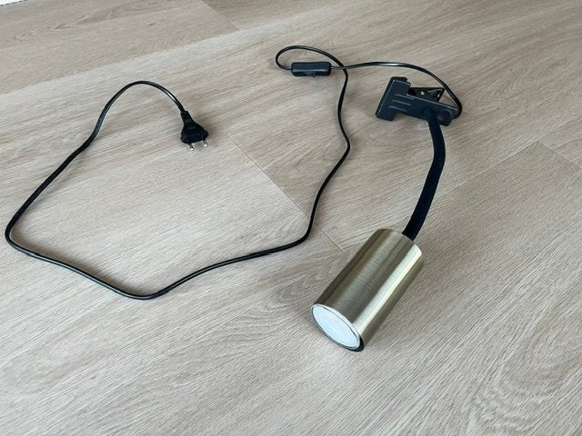 Set van 2 tafellampen zwart/messing incl. LED-lampjes, Ophalen, Bureaulamp, GU10, Zo goed als nieuw