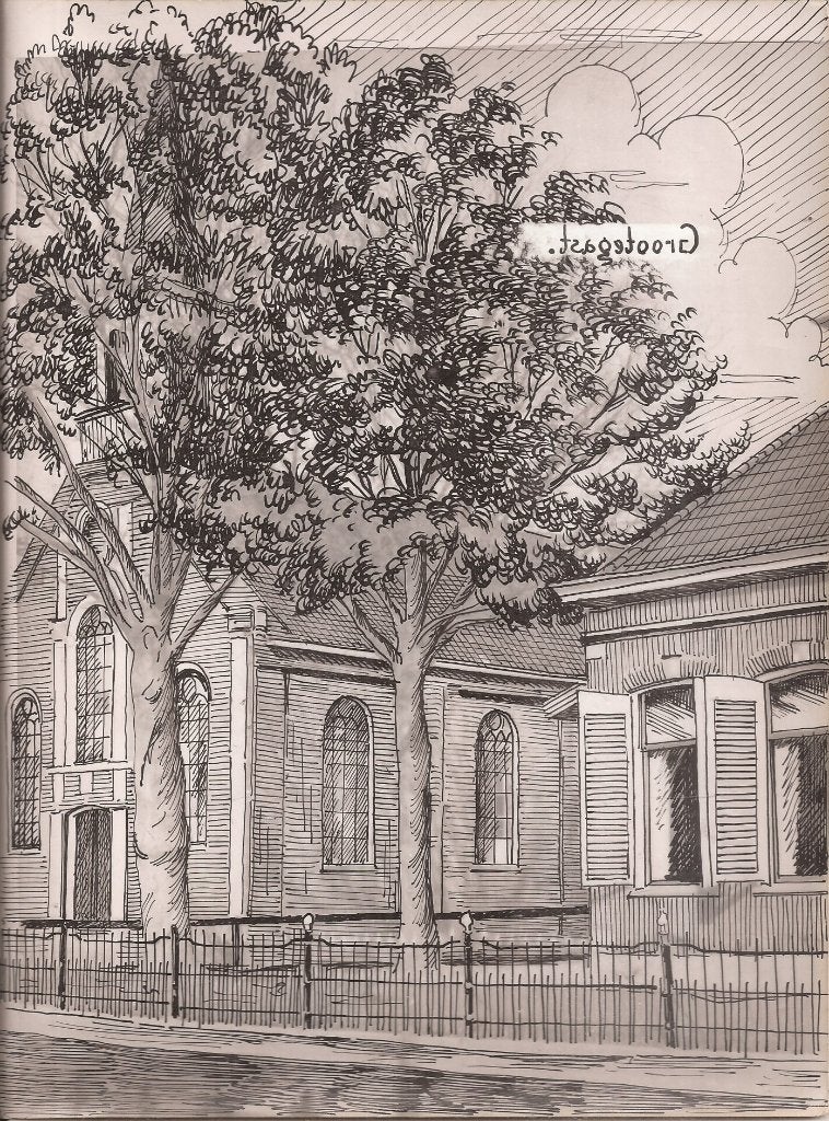 Grootegast Kerk tekening Sievers 1948, Ophalen of Verzenden, Tekening, Pentekening, Handgemaakt