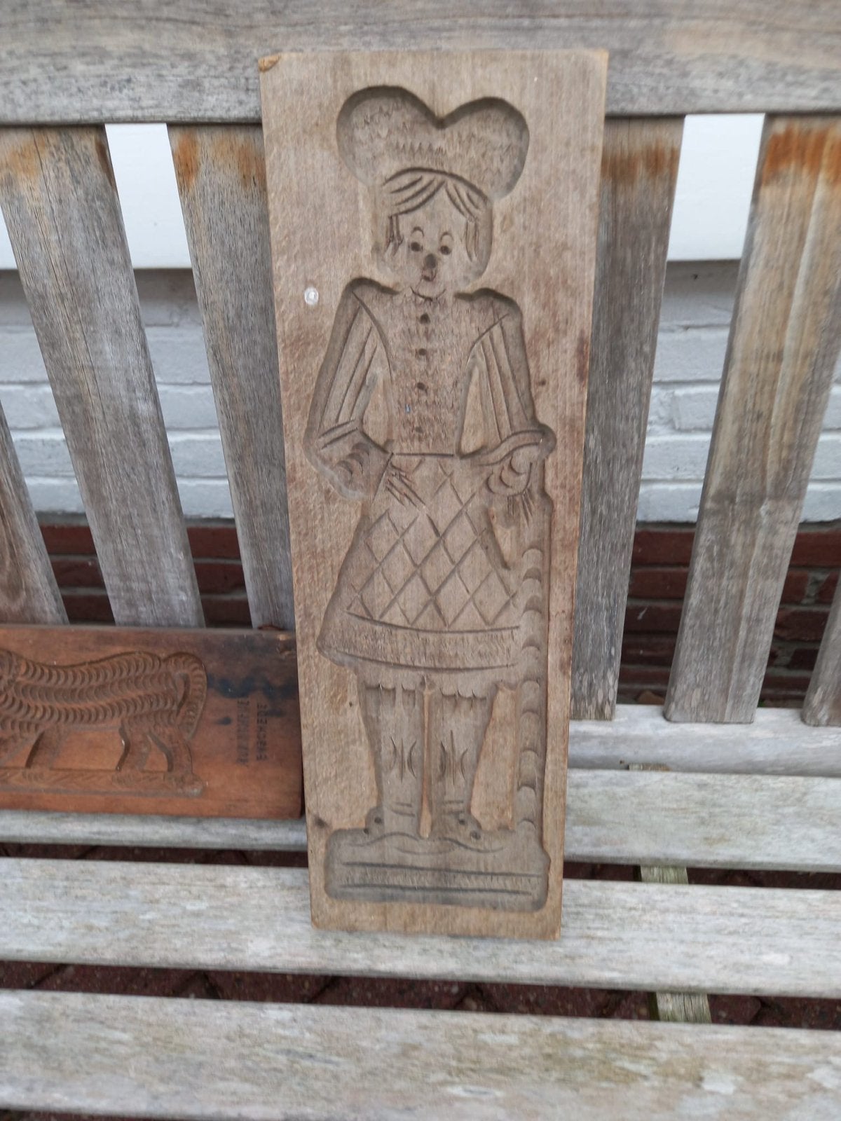 Oude houten speculaasplank - Mevrouw - Vintage bakvorm, Ophalen of Verzenden