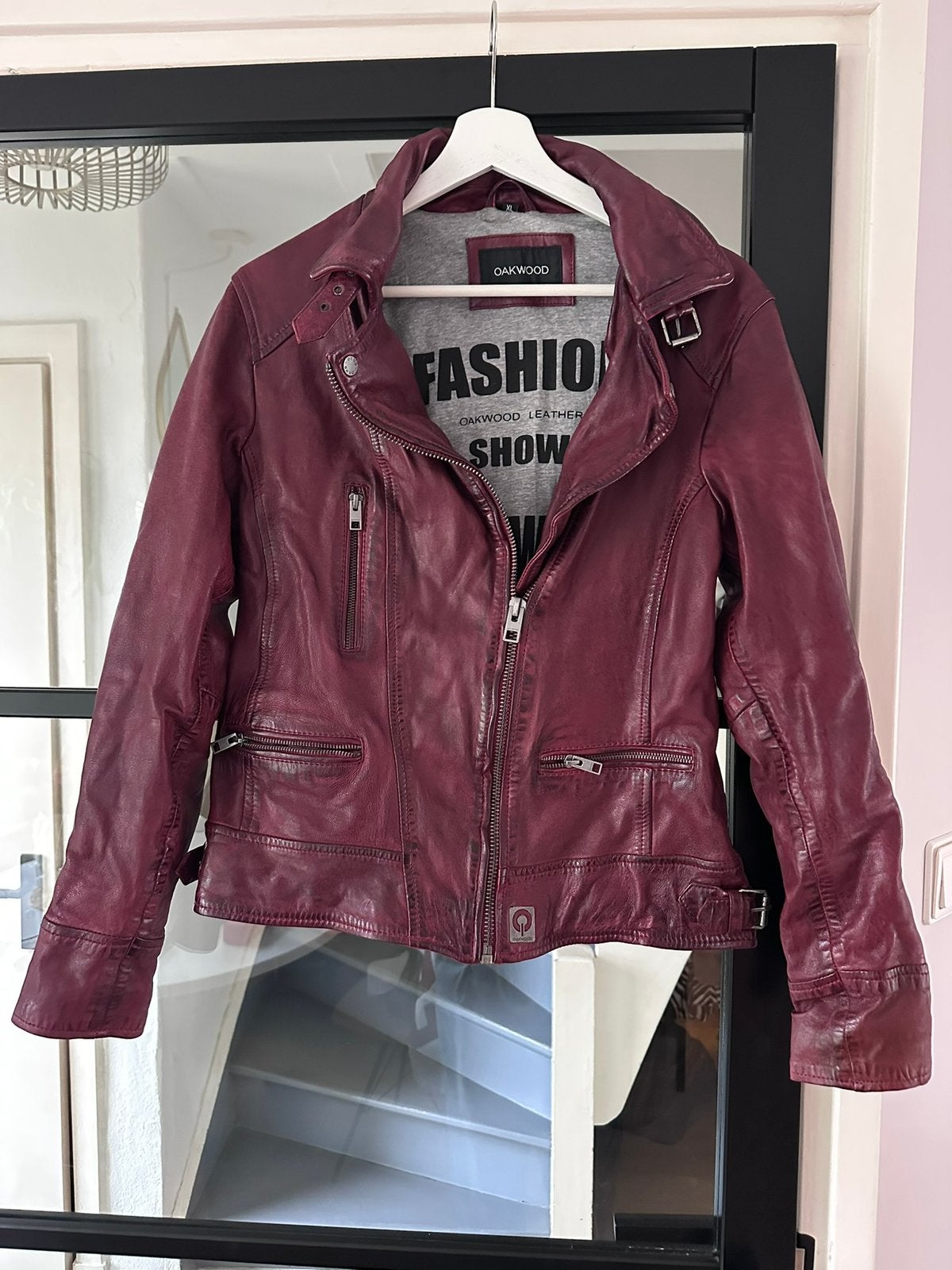 Nieuwe leren jas Oakwood - maat S/M, Ophalen of Verzenden, Zo goed als nieuw, Maat 36 (S), Rood