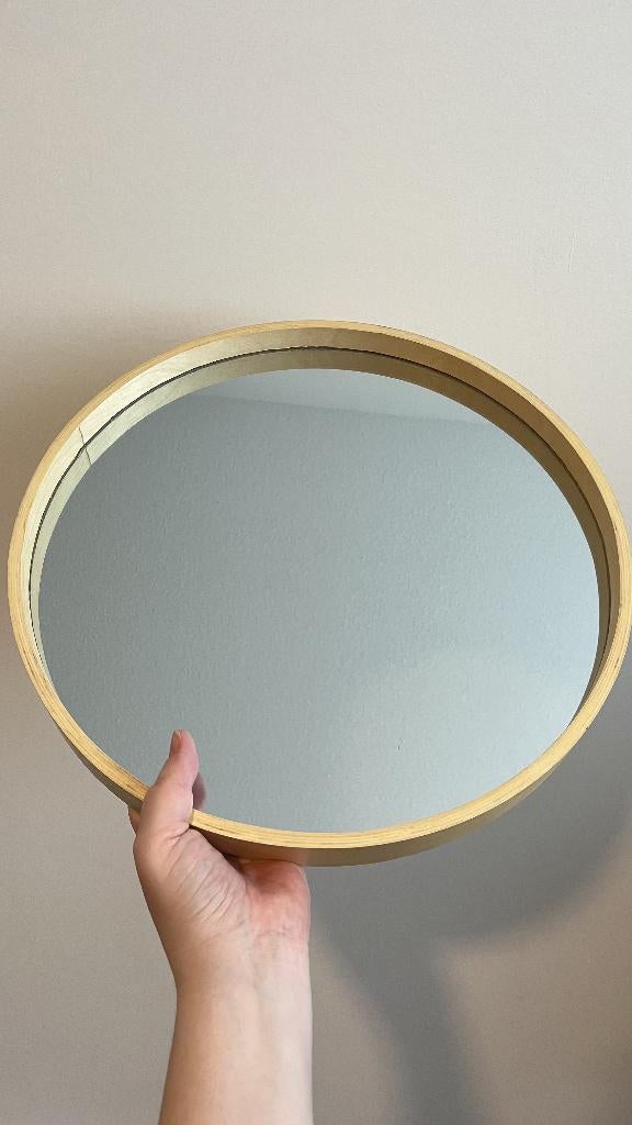 Ronde spiegel met houten frame - 40cm, Huis en Inrichting, Woonaccessoires | Spiegels, Minder dan 50 cm, Rond, Ophalen of Verzenden