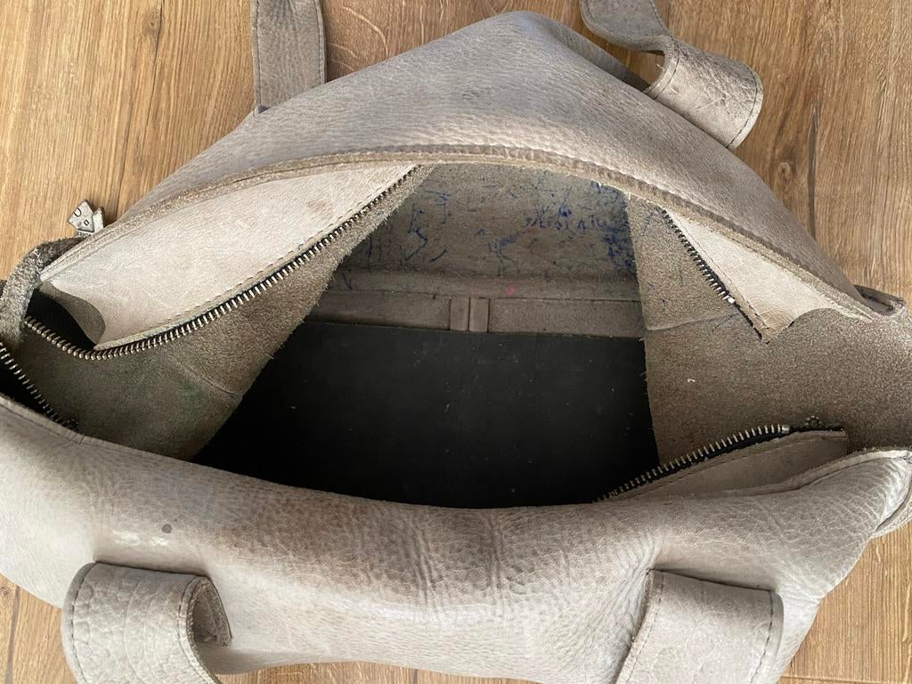 X Works Leren Tas en Portemonnee Set - Gebruikt, Ophalen, Gebruikt, Grijs, Handtas