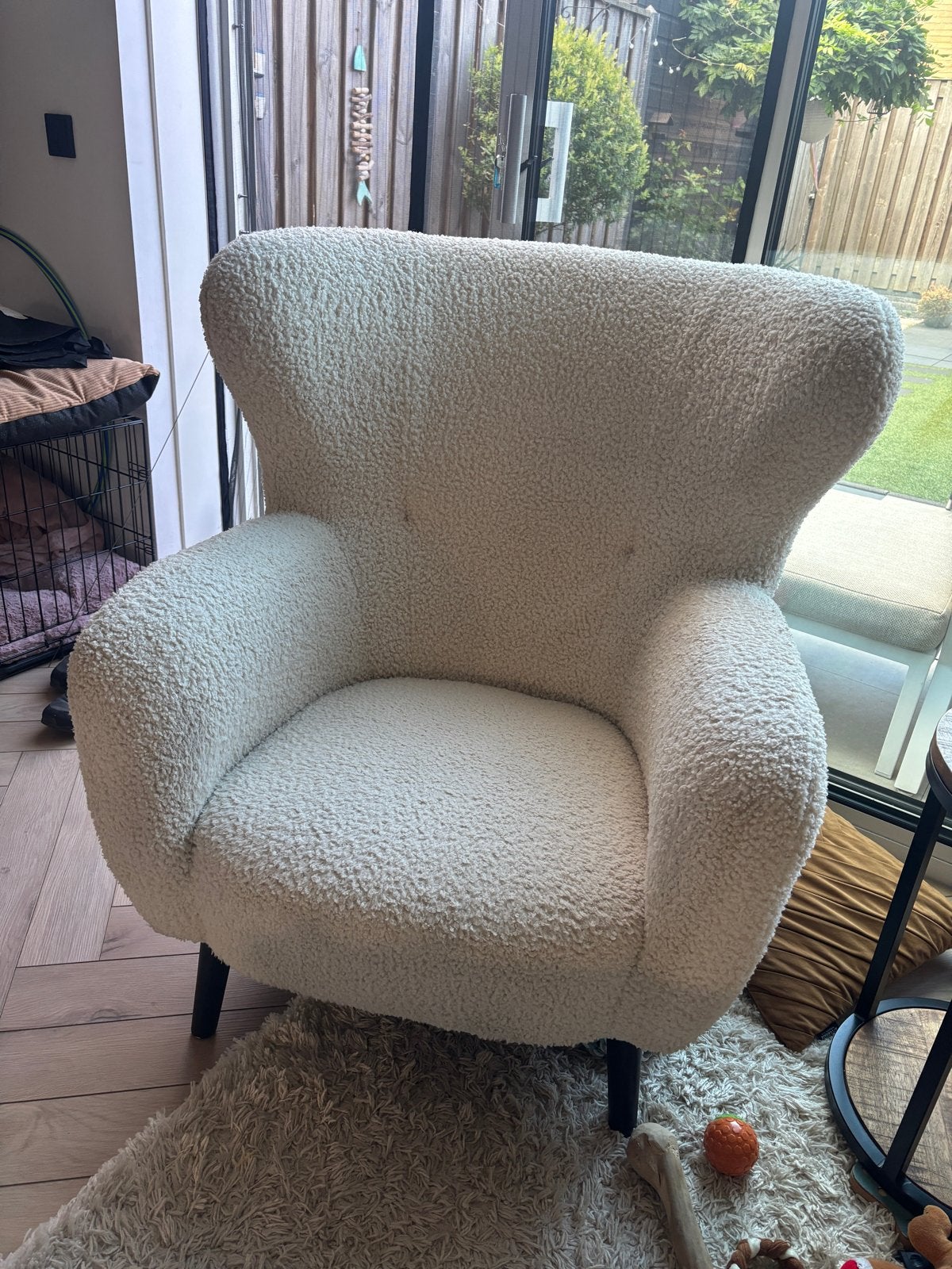 Comfortabele Teddy Fauteuil - Crème Wit, Huis en Inrichting, Fauteuils, Ophalen, Gebruikt, Stof, 75 tot 100 cm