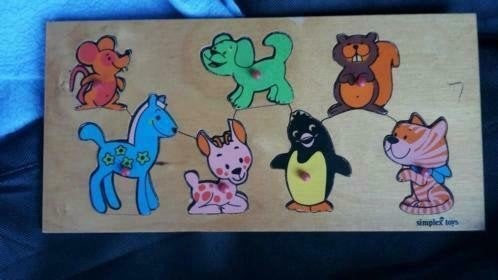 houten nopjespuzzel met dieren, 2 tot 4 jaar, Gebruikt, Ophalen of Verzenden, Van hout