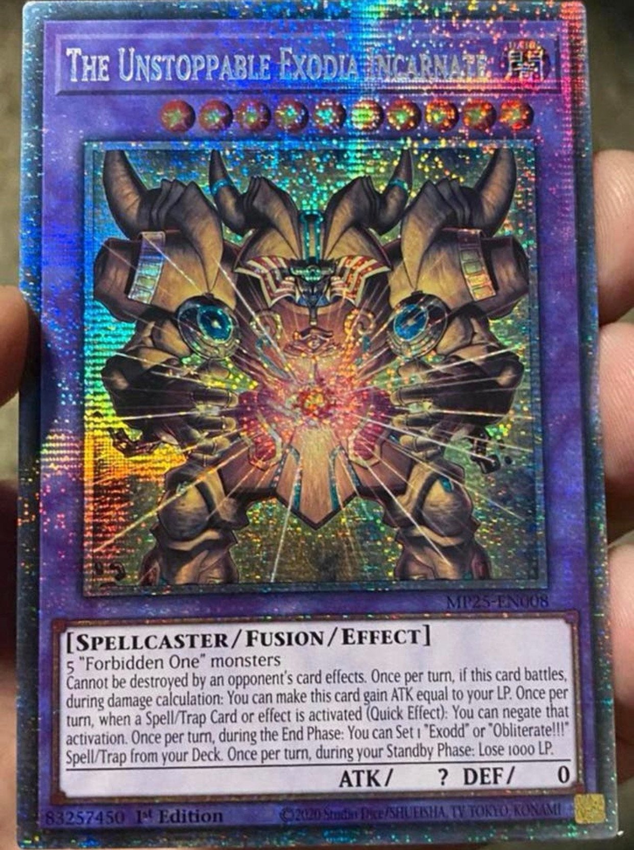Yu-Gi-Oh! The Unstoppable Exodia Incarnate MP25 Starlight  !, Ophalen of Verzenden, Zo goed als nieuw, Losse kaart, Foil