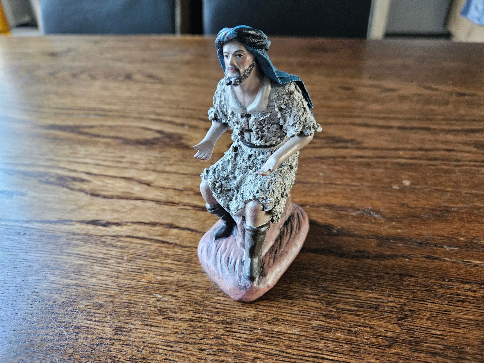 Origineel Terra-Cotta Beeldje "Zittende Herder", Antiek en Kunst, Antiek | Religie, Ophalen of Verzenden