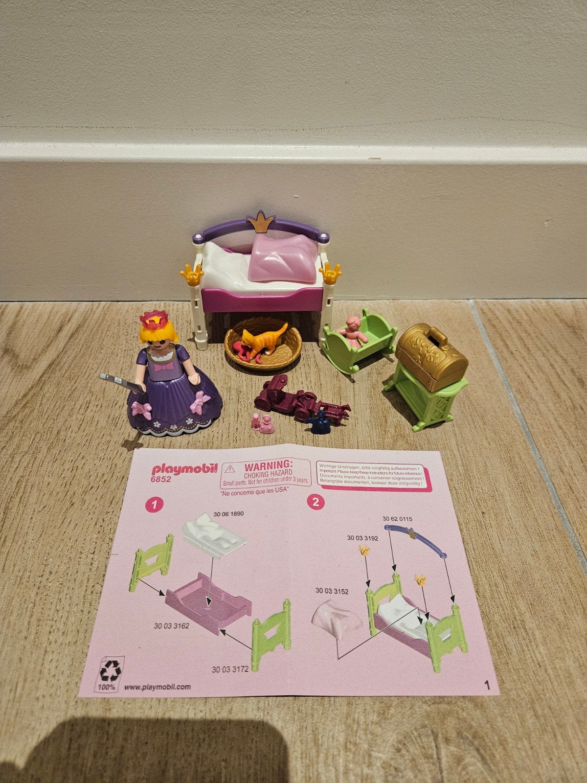6855 Playmobil Prinsessen Slaapkamer met Prinses en Accessoi, Complete set, Overige typen, Ophalen of Verzenden, Zo goed als nieuw