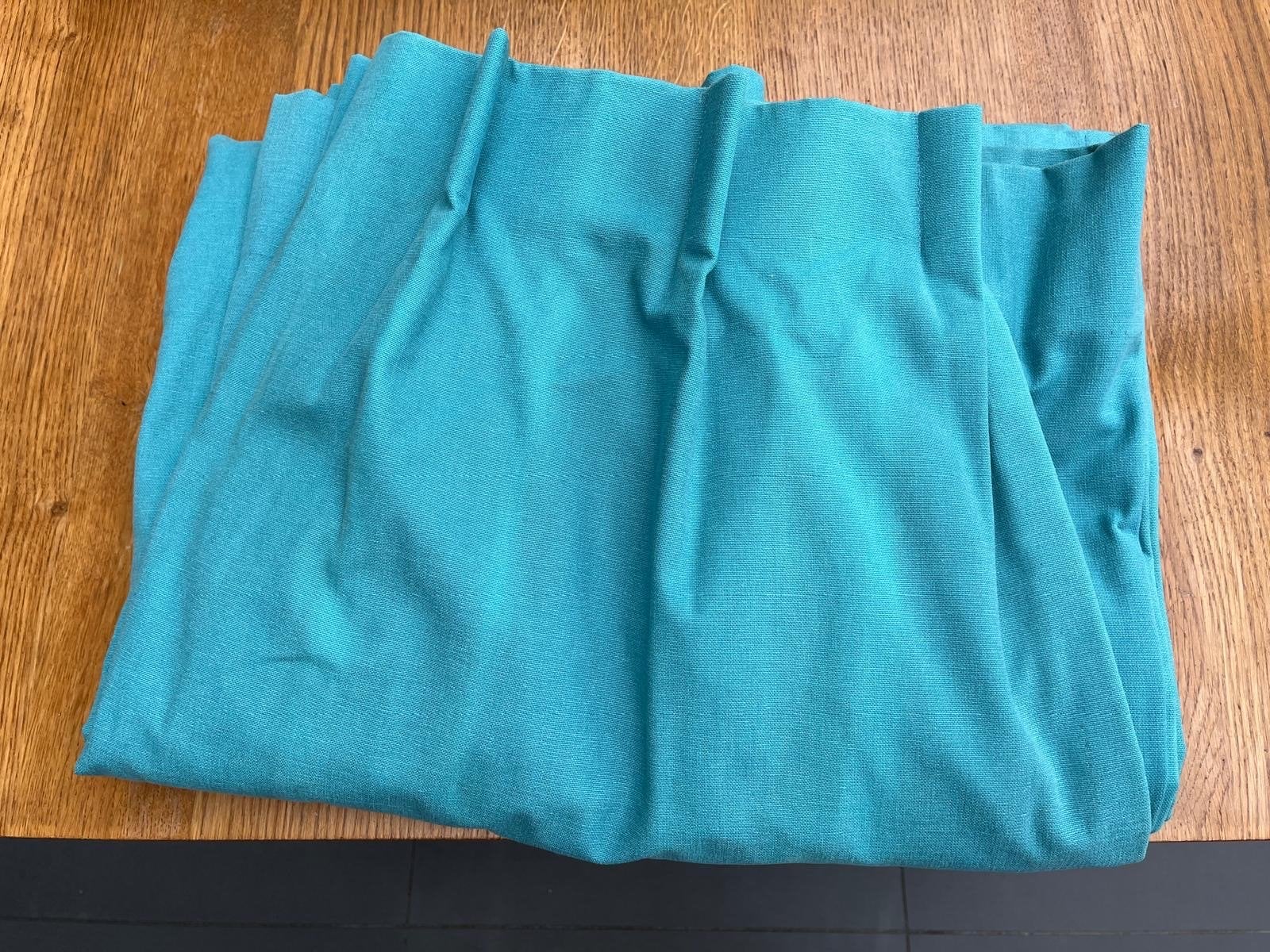 Turquoise gordijn -  2x, Huis en Inrichting, Ophalen, Gebruikt, Overige merken, Blauw