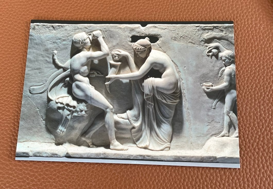 Marmeren reliëf met satyr en nimf, Ophalen of Verzenden, Ongelopen