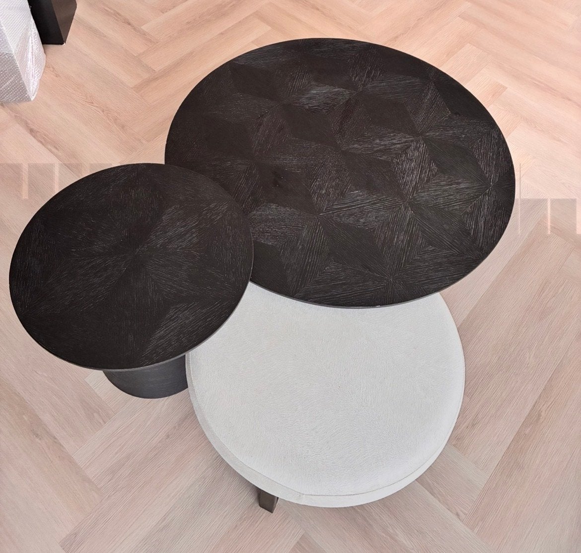 Richmond Salontafel Set Zwart, Ecru Poef  - Atlas Rotterdam, Ophalen, Gebruikt, 50 tot 100 cm, 100 tot 150 cm