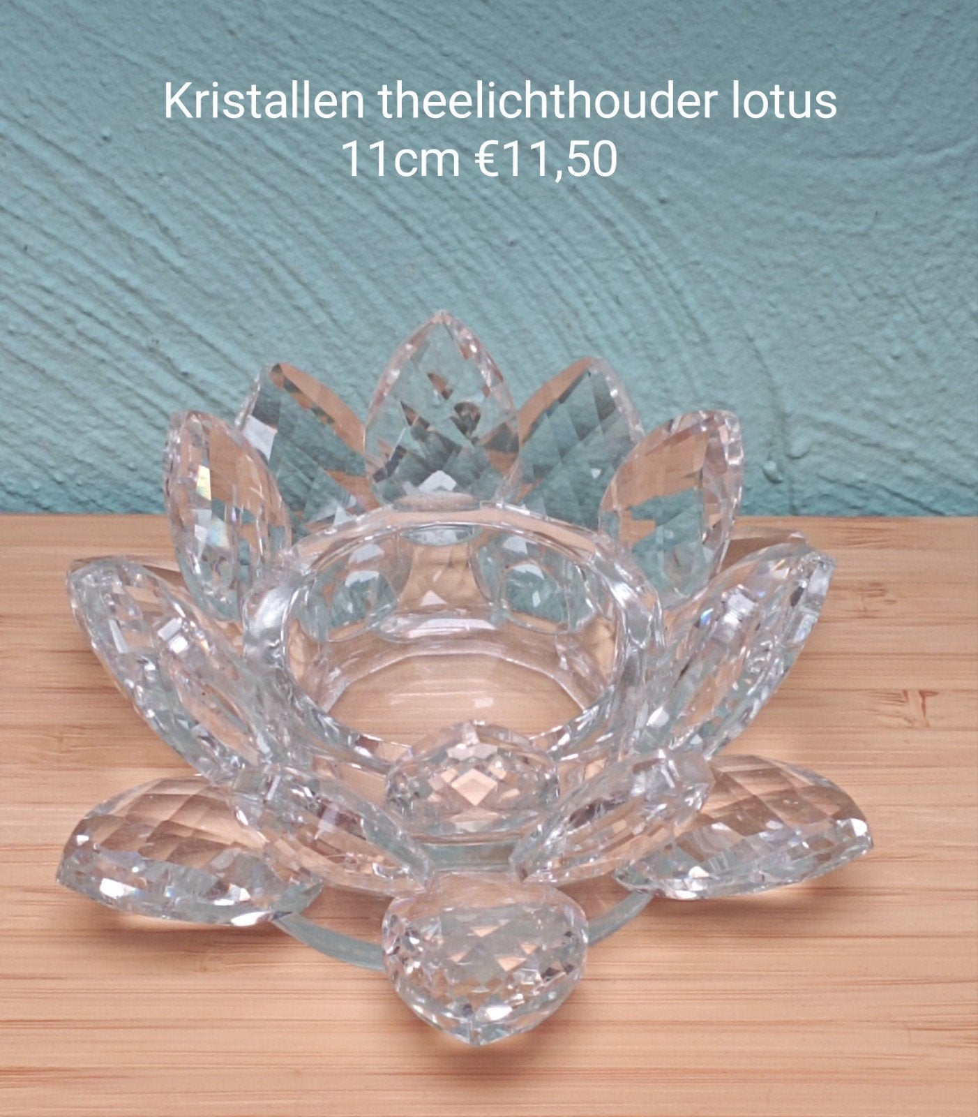Kristallen theelichthouder lotus 11cm, Phoenix, Waxinelichthouder, Nieuw, Ophalen of Verzenden
