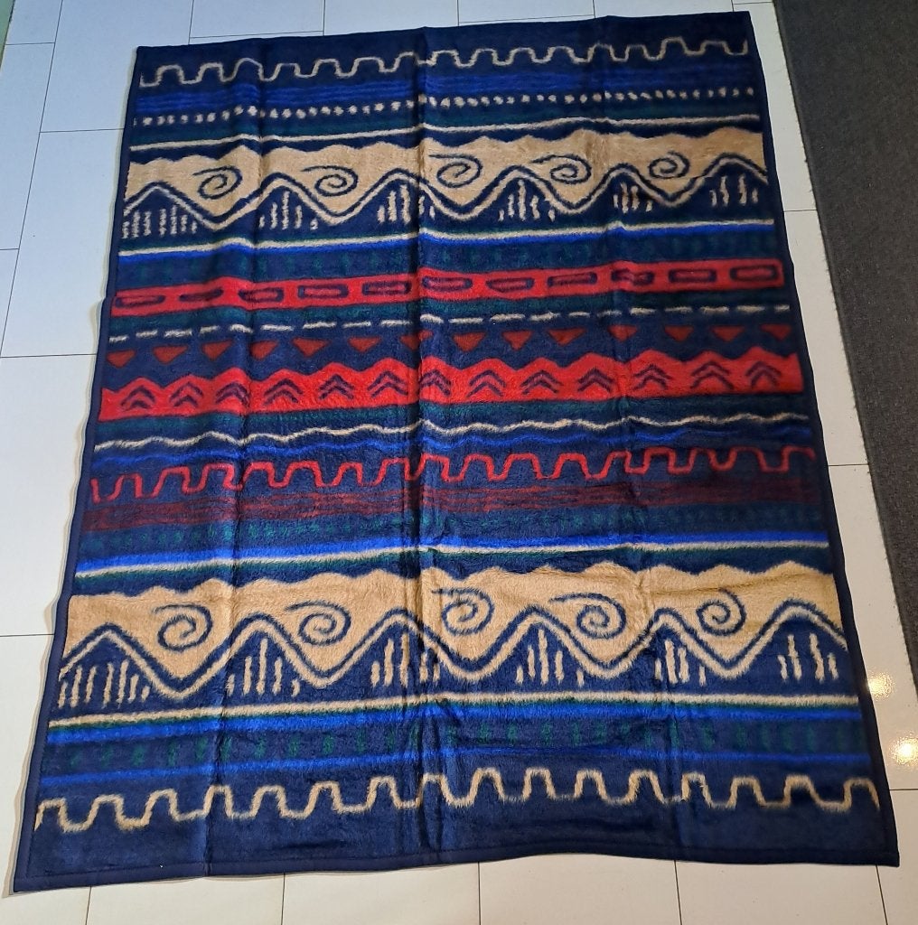 Luxaflor acryl vintage deken 185 x 145, Acryl, Blauw, 145 cm, Woondeken