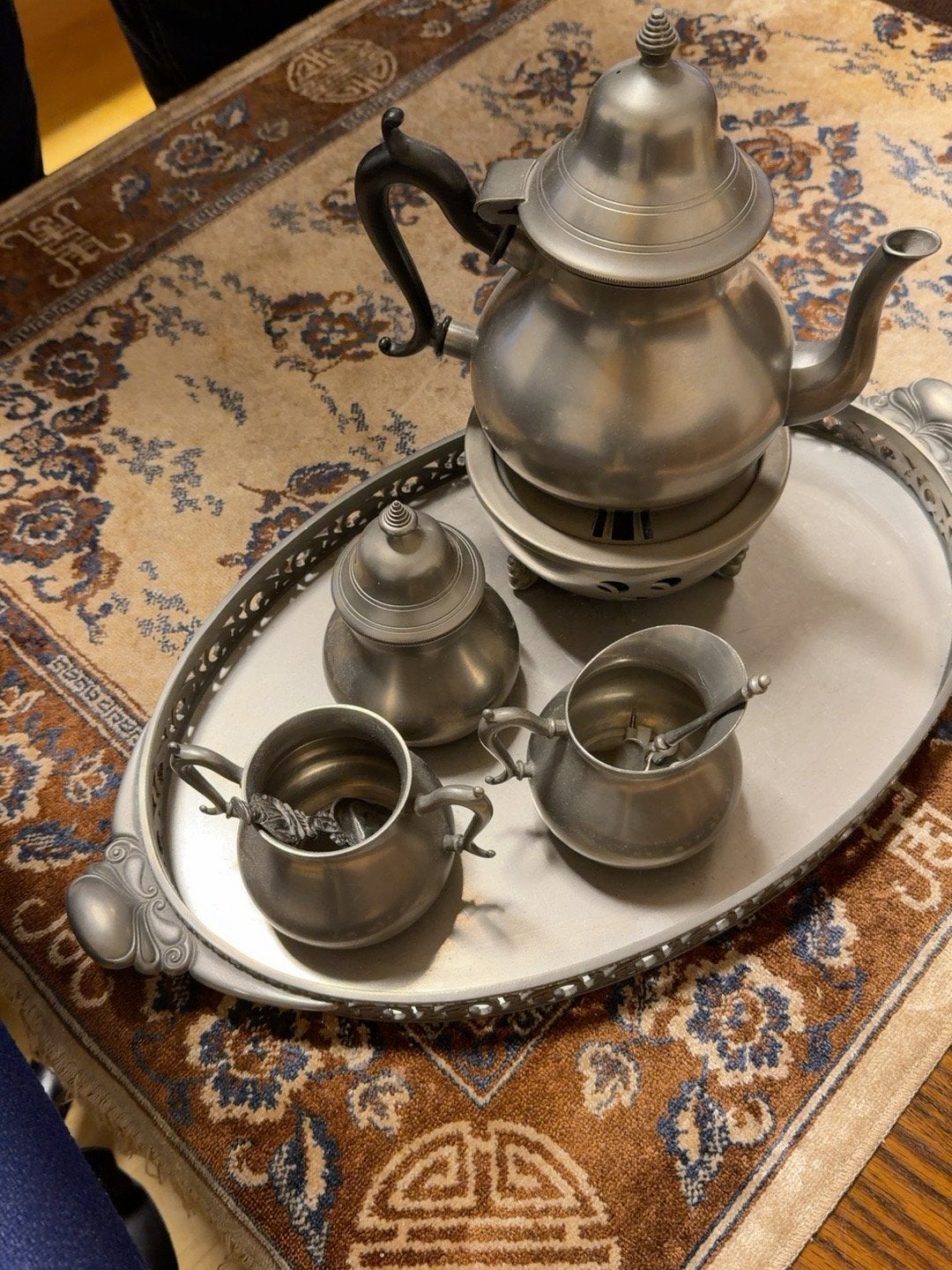 Antiek Tinnen Theeservies - Royal Holland Pewter KMD, Antiek en Kunst, Ophalen