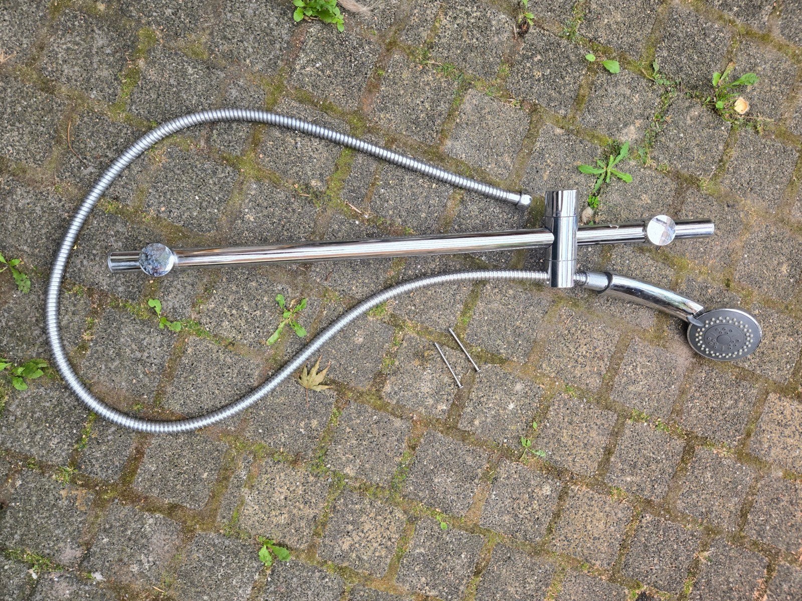 Doucheset met glijstang en handdouche, Huis en Inrichting, Ophalen, Gebruikt, Zilver, Douche-accessoire