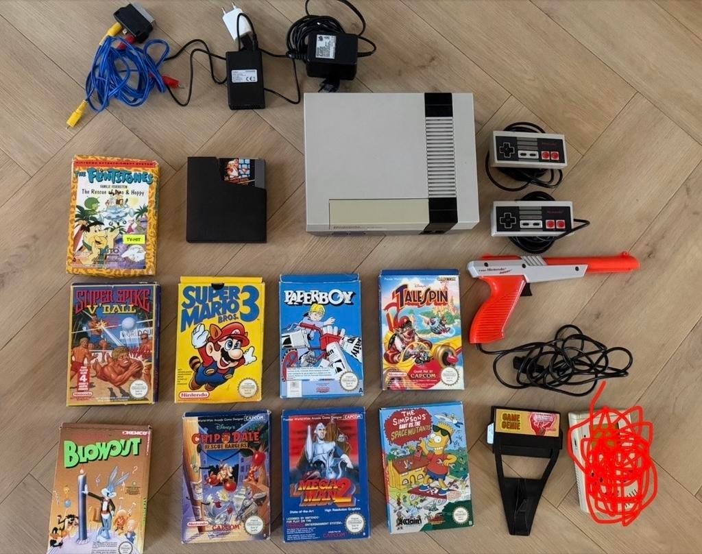 Nintendo NES Console met 9 Spellen, Zapper & Accessoires, Gebruikt, Overige genres, 2 spelers, Eén computer