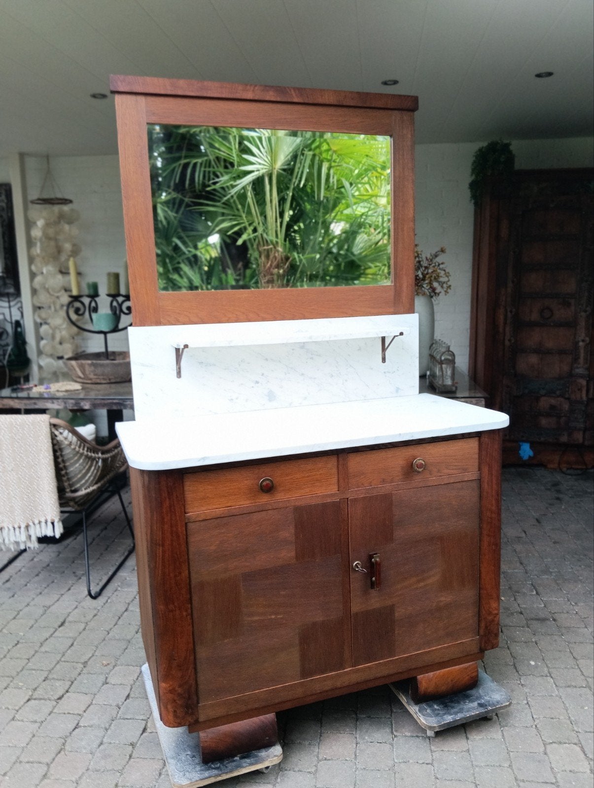 vintage baby commode kinderkamer marmer blad antiek kast bad, Ophalen, 50 tot 70 cm, 100 cm of meer, 90 tot 105 cm