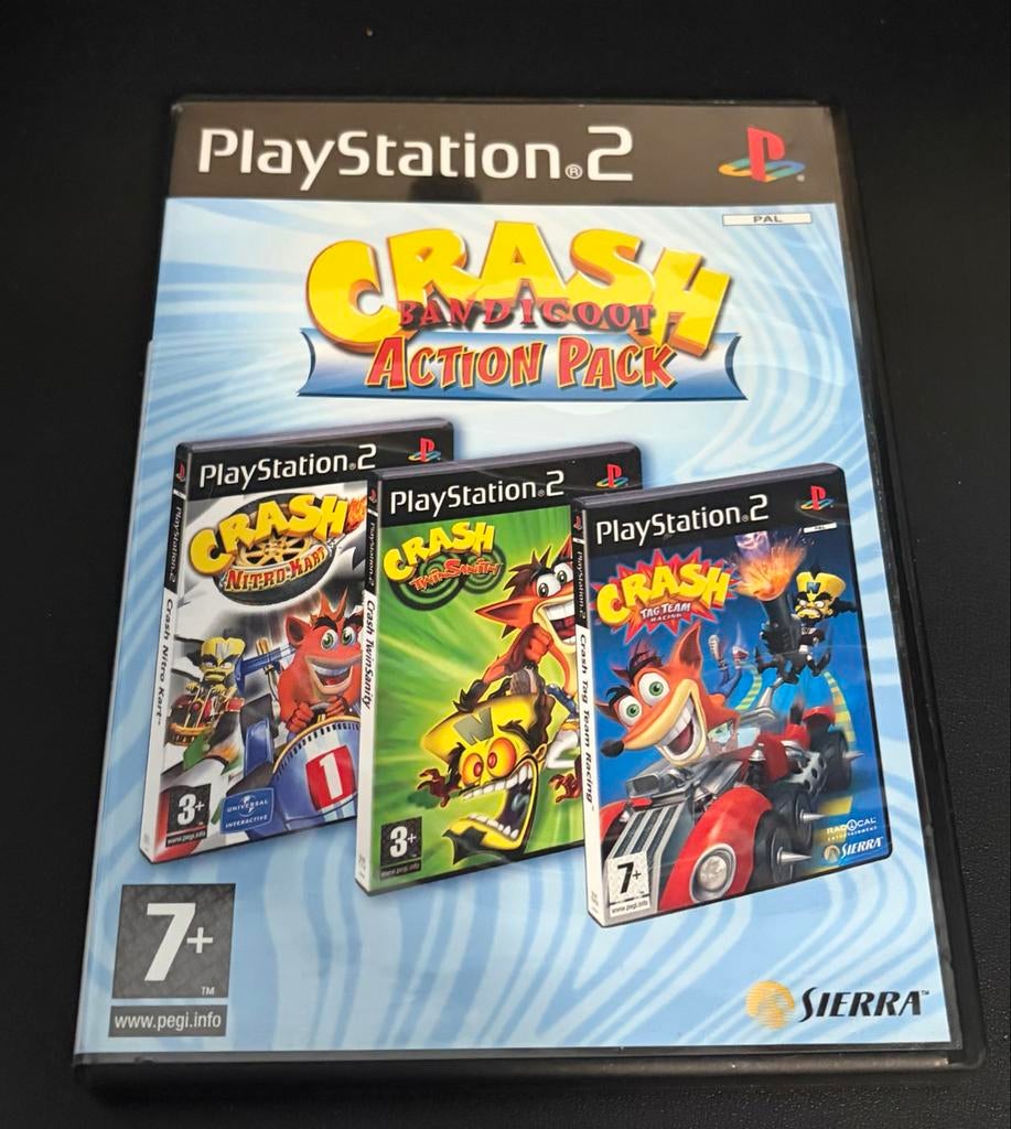 Crash Bandicoot:Action Pack - PS2, 2 spelers, Eén computer, Ophalen of Verzenden, Zo goed als nieuw