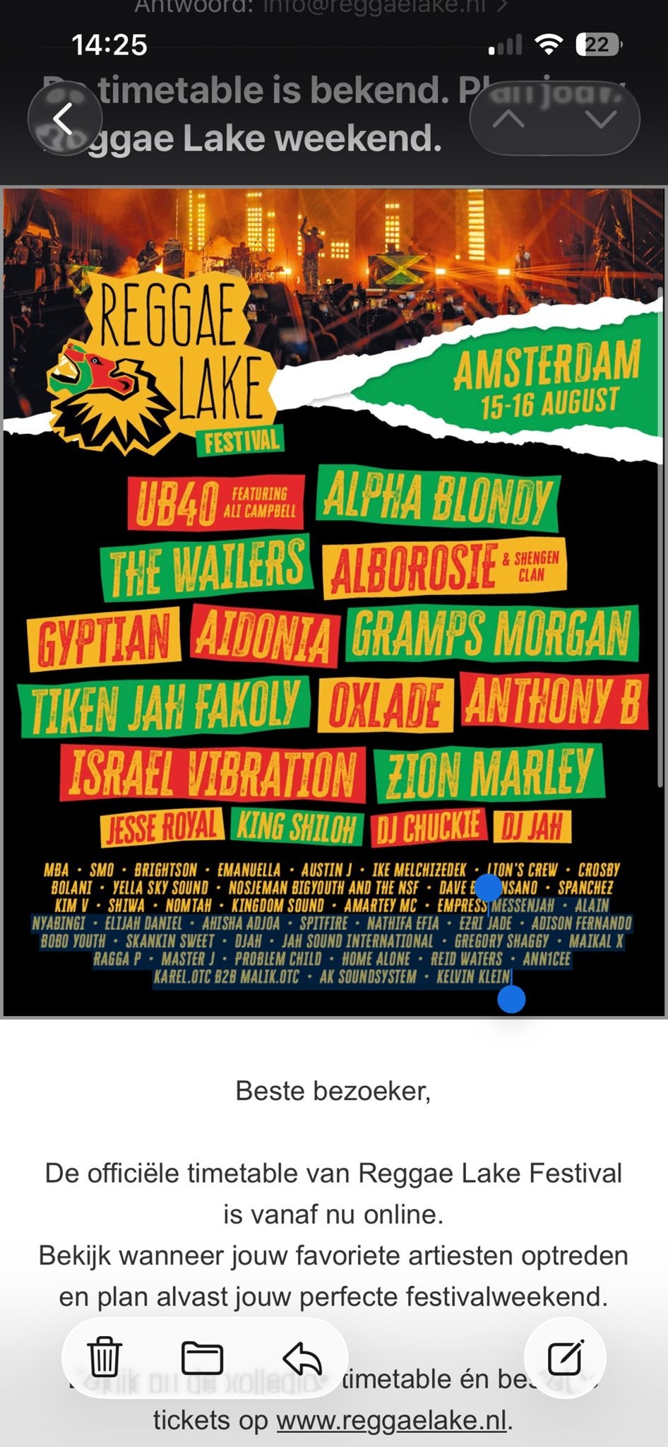 Reggealake ticket te koop