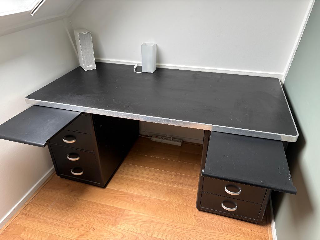 Gispen industrieel bureau (dubbelblok) jaren 50/60, Ophalen, Gebruikt, Metaal, 170 cm