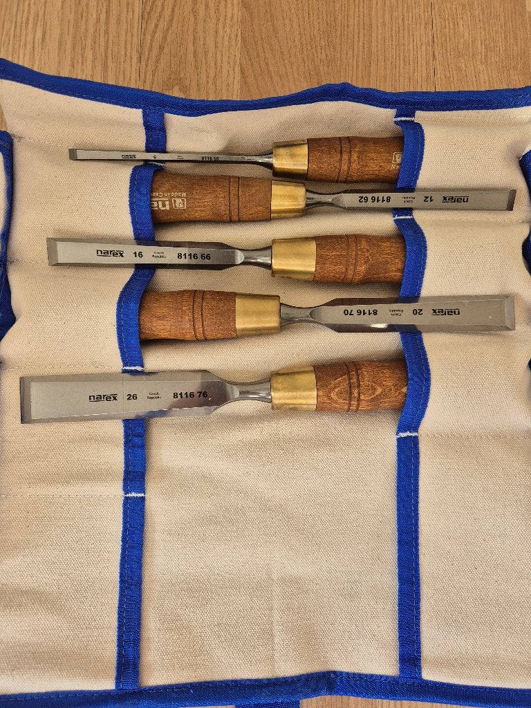 Narex steekbeitelset met houten heft in canvas rol, 5-delig, Ophalen of Verzenden, Nieuw